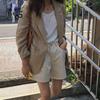 Women's Casual One Button Cotton Linen Blazer Long Sleeve Suit Coat Casual OL Work Blazer Jacket for Spring Summer