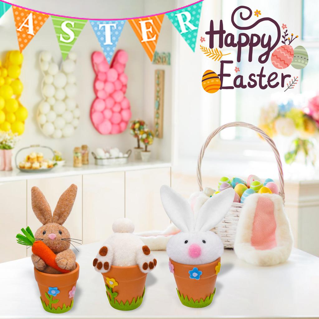Easter Bunny Doll Ornaments Decorative Flower Pots Home Festive Atmosphere Decoration Decorations