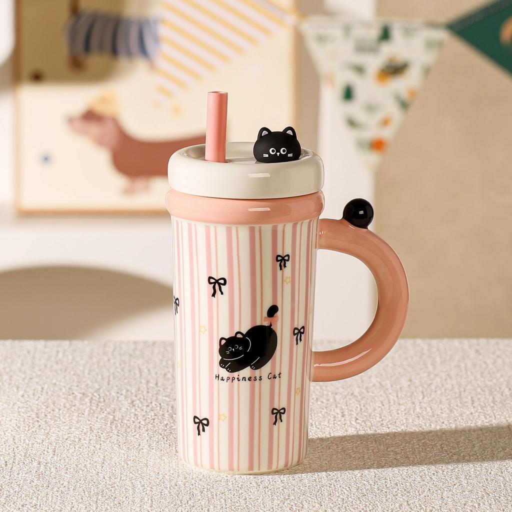 Girl niche high-value mug ceramic cup with lid large-capacity water cup coffee cup birthday gift souvenir