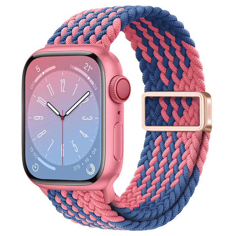 Compatible with Apple Watch S10, iWatch 11, Xiaomi 9, Huawei; Rainbow Nylon Magnetic Buckle Strap.