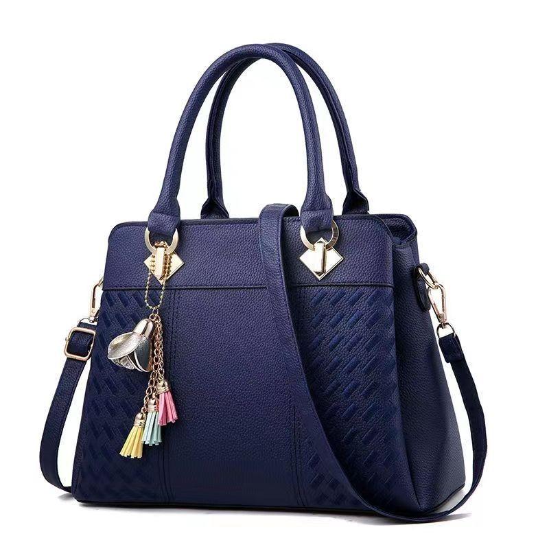 Stylish New Women's Shoulder Bucket Bag Modern Versatile Tote Handbag In Black And Blue