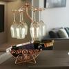 Wine Glass Rack & Bottle Holder, 2-Tier Iron Freestanding Wine Rack, Rustic Vintage Bottle Holder, Countertop Home Bar Decor