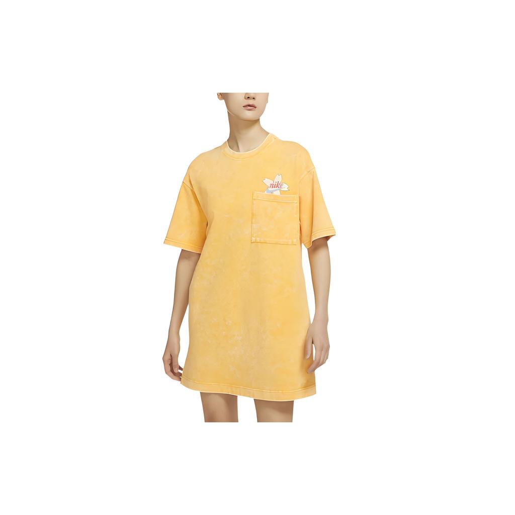Nike Sportswear Fun Print Washable Short Sleeve Dress Women Dresses Yellow DV3203-739