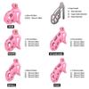 New Pink Male Chastity Cage Lock Cock Device Kit With 4 Arc Penis Rings Sex Toys For Men Gay Scrotum Adult Games Sex Shop 18+