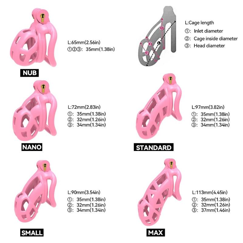New Pink Male Chastity Cage Lock Cock Device Kit With 4 Arc Penis Rings Sex Toys For Men Gay Scrotum Adult Games Sex Shop 18+