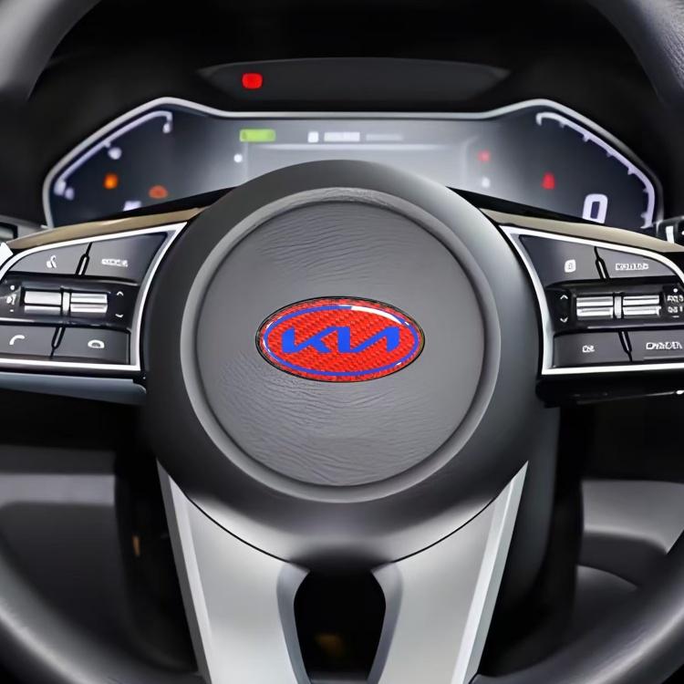 AIL1 1 Stück 3D neuestes KIA KN Kohlefaser Lenkrad Emblem Aufkleber Auto Lenkrad Auto Innenraum Emblem Auto Styling Zubehör