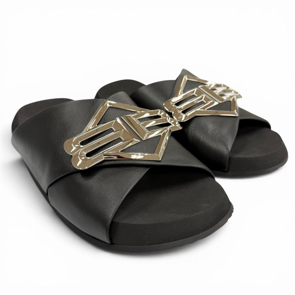 Pristine BALENCIAGA Sandals SUNSET FLAT BB black leather mens 42 828478 Used