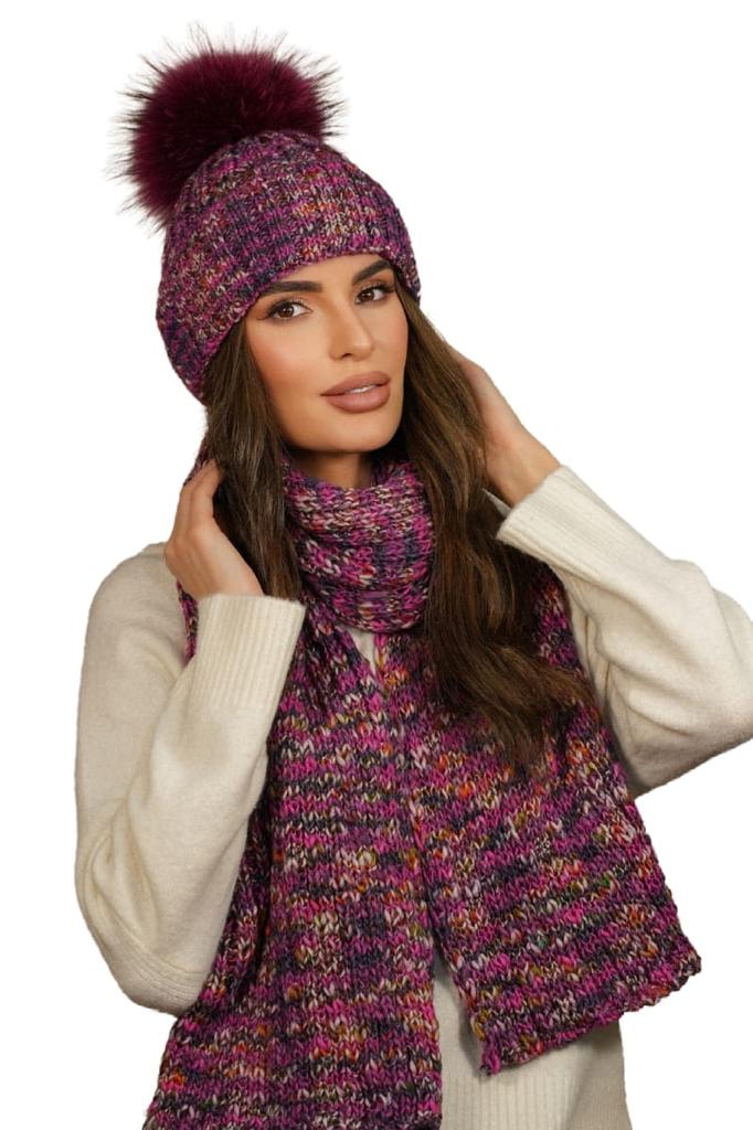 Winter Scarf Multicolor Striped Fuchsia Cameo-Pavone