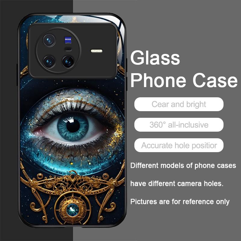 

Retro Devil Eye Mysterious Totem Tempered Glass Phone Case for OPPO Reno 13 F 12 11 10 Pro Plus Find X8 X3 Lite A58 A78 5G Cover Oppo A60 4G