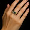 Vintage Green with Blue Synthetic Zirconia Ring Suitable for Women's Niche Design Daily Commuting Jewelry Accessories Gifts