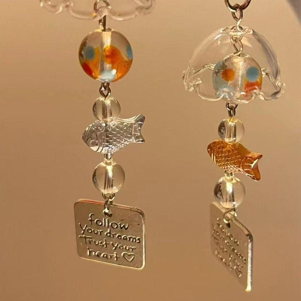 Green Lemon Persimmon Keychain Wind Chimes Beaded Keychain Cute Lemon Keychain  Key Ornament