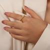 European & American Luxury Women's Ring with Zircon, Pearl, and Gold-Plated Copper Design.