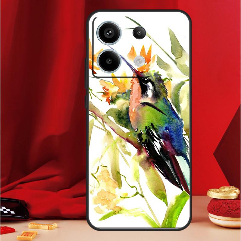 Hummingbird and Flowers Case For Xiaomi Redmi Note 13 Pro 12 11 9 10 Pro 12S 11S 10S 9S Redmi 12 10C 12C 13C Cover