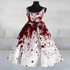 Rochie Casual de Petrecere Halloween pentru Femei, cu Imprimeu Sângeros, Gât Rotund, Fără Mâneci, Sexy, Casă Bântuită