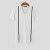 INCERUN Summer Men V Neck Short Sleeve Zip-up Casual Skinny Rib T-shirts Tops
