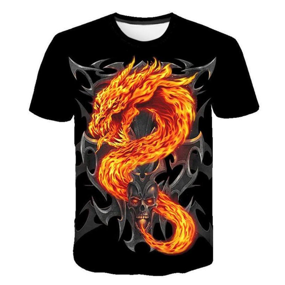 Jarní Léto Topy Muži Oblečení Velké velikosti Dragon Tričko s 3D potiskem Zvířecí trička O Krk Top S krátkým rukávem Prodyšné pánské košile