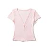 Sexy Deep V-neck Short-sleeved T-shirt Women's Summer New American Spice Girl Style Solid Color Slim-fitting and Thin Bottoming Top