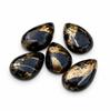 Black Copper Turquoise Pear Cabochon, Natural Turquoise Gemstone, High Grade Flat Back Stone for Jewelry Making