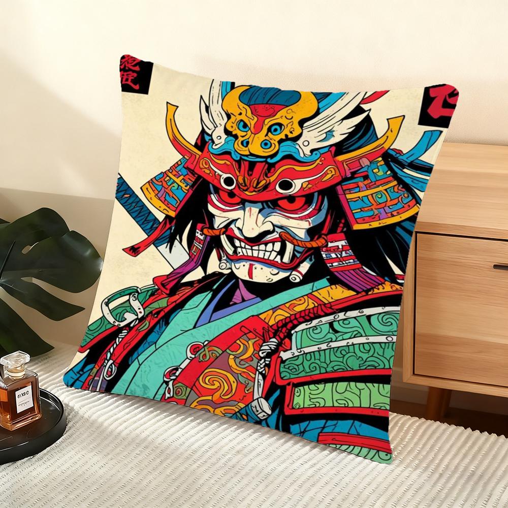 Japanese Painting Cushion Cover Soft Short Plush Pillow Cover Smooth Cozy Texture Aesthetic Cushion Case Home Decor