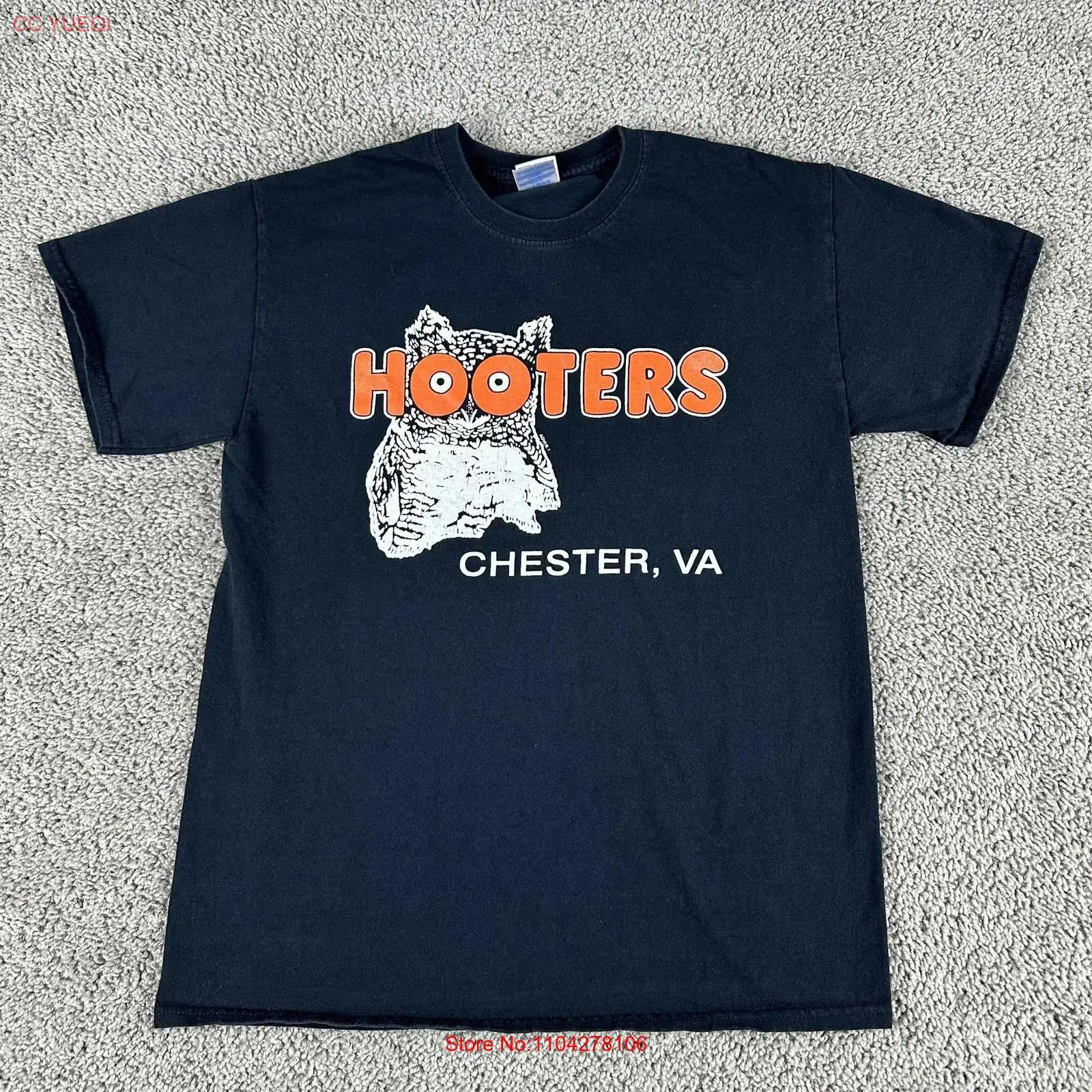 Футболка Hooters Мужская Средний Размер Черная Честер VA Сова Восхитительно Безвкусный Слоганом винтажная Стиранная Дышащая Универсальная дизайнерская одежда S