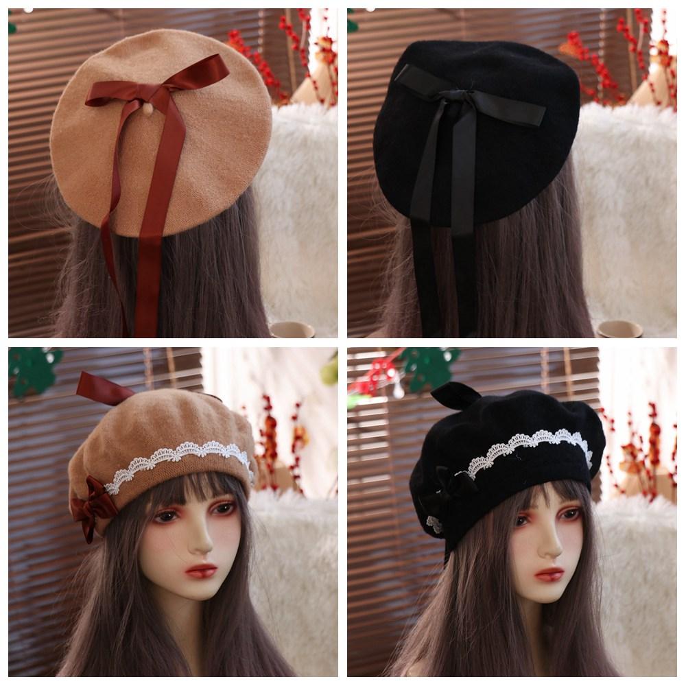 Sweet Lolita Beret Warm Beanie Cap Decorate Painter Hat  Women Headdress
