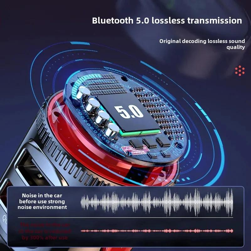 Car Bluetooth Adapter FM Transmitter Handsfree Calling Car Kit MP3 Player Type C PD 30W USB QC3.0 Fast Charging Dual USB Charger