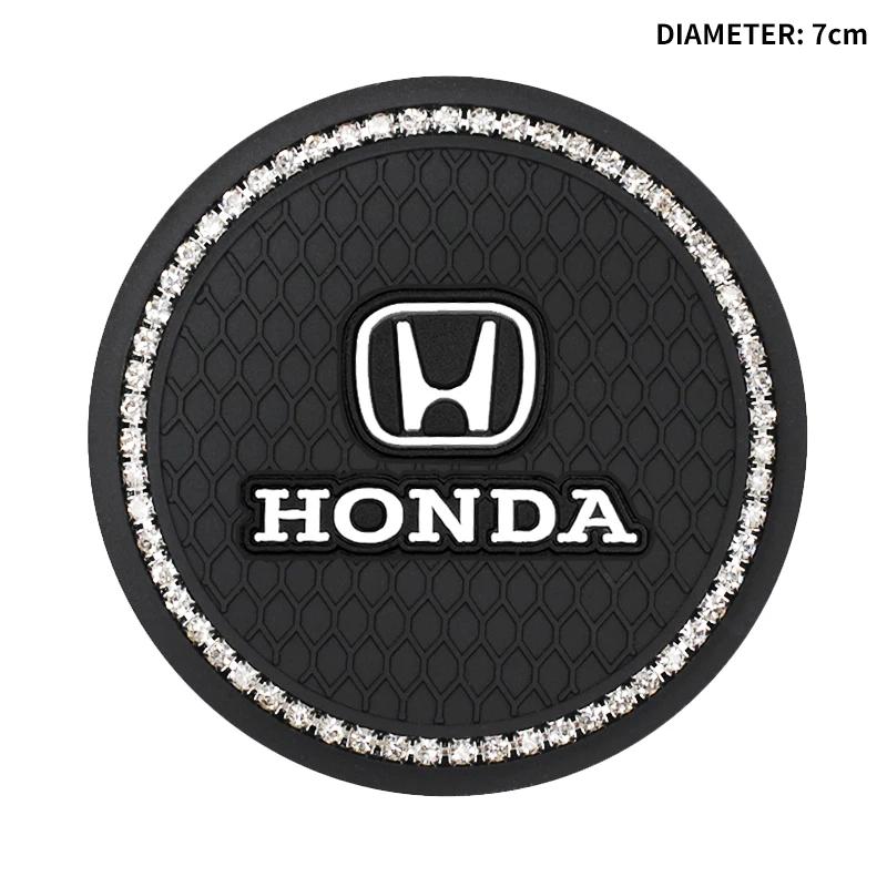 1/2pcs Non-slip Car Diamond Water Cup Pad Rhinestone Silicon Mat For Honda Civic FIT Accord Prelude CRV 5th City CRZ CRX Jazz FJ6