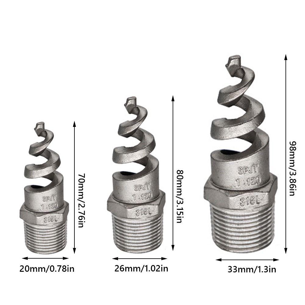 316L Stainless Steel Spiral Nozzle Male Thread Silver Spiral Cone Nozzle Joint Connector Pipe Fitting Water Pipe Fittings