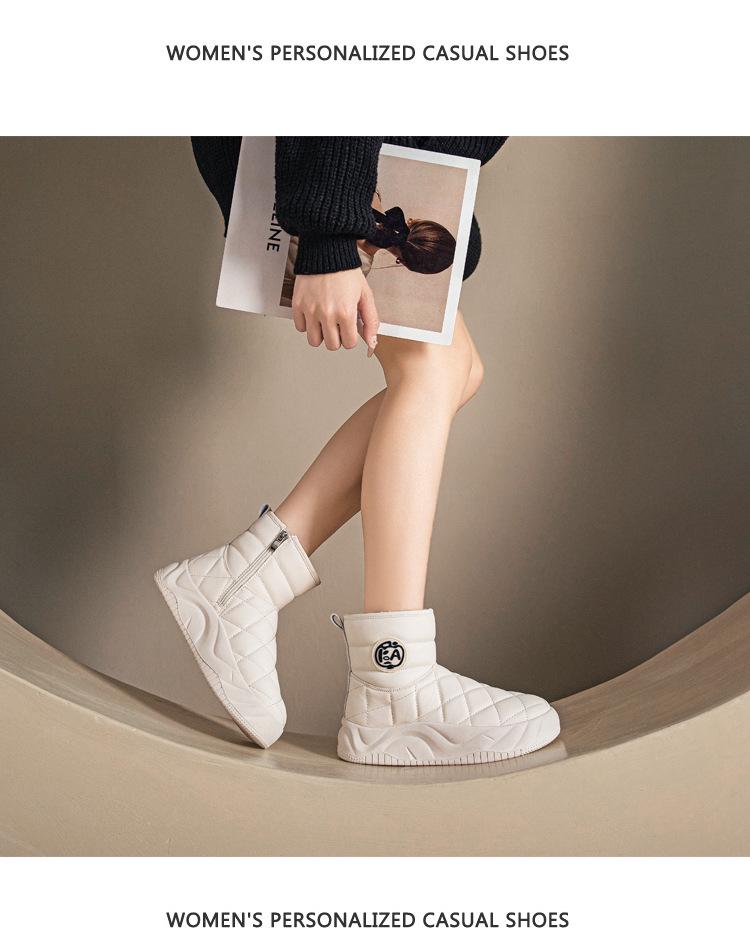 Damskor 2024 Vinter Sammet Tjocka Varma Snökängor - Kort Skaft, Stor Bomullsfyllning, Smal Passform.