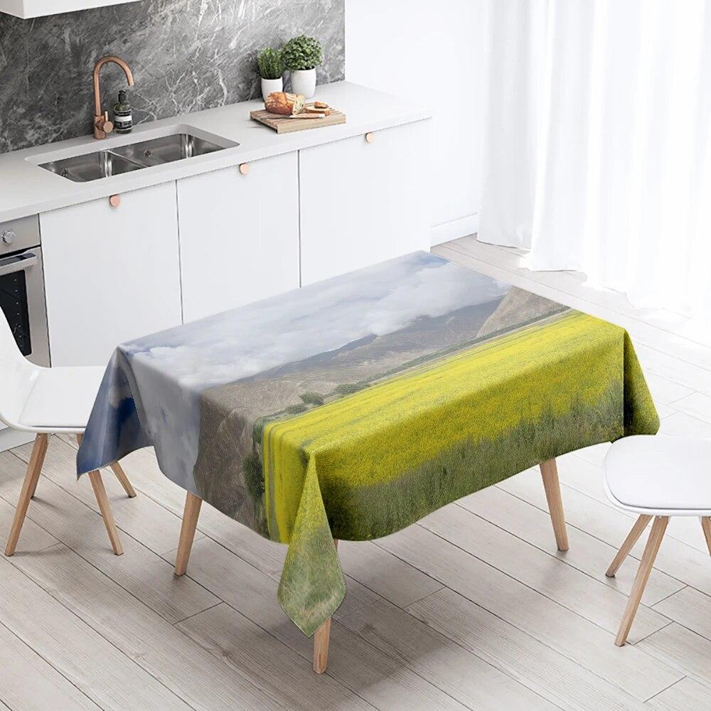 Natural World Scenery Tablecloth Landscape  Anti-Stain Waterproof Rectangular  Kitchen Table Home Decor