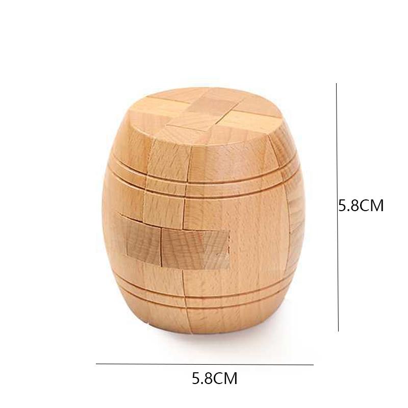 Classic Barrel Puzzle Wooden Interlocking Assembly 3D Brain Teasers for Adults Kids Unique IQ Logic Training Educational Toys