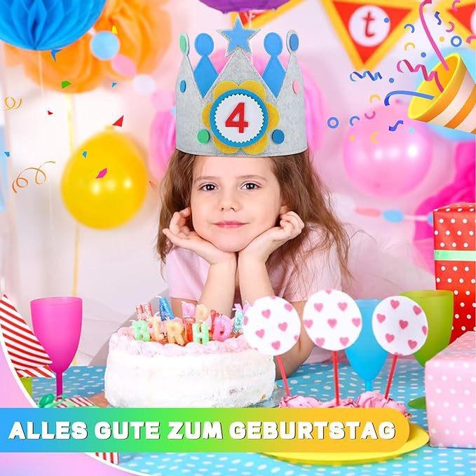 3D Stickers Boys & Girls Adjustable Fabric Crown Gift Party Decoration Birthday 0-9 Replaceable Numbers, party, home, Kids gift