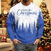 Men's Knit Long Sleeve Neck Casual Top with Christmas Print for Winter
