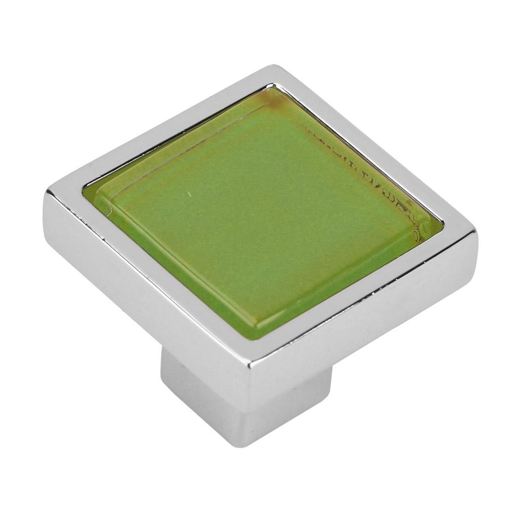 Lådknopp med ett hål Köksskåpsknoppar Garderobshandtag (Kvadratisk form) Kromgrön
