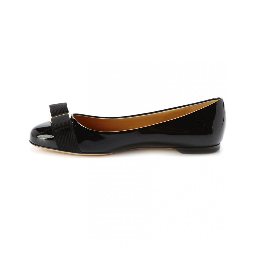 Salvatore Ferragamo Ferragamo Varina Patent Ballet Flat Black
