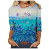 Women's  Casual Fashion Round Neck Print Long Sleeve Pullover T-shirt Tops