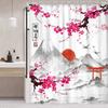 Flowers Bird Shower Curtains Floral Plant Vintage Chinese Style Bath Curtain Set Polyester Fabric Bathroom Decoration With Hooks