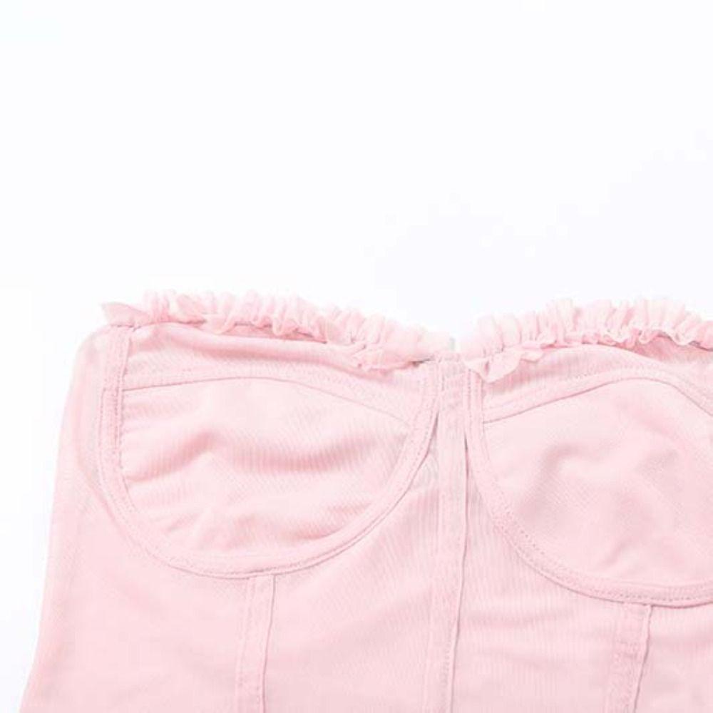Sleeveless Women Mesh Corset Wrap Chest Suspender Vest Elegant Slim Crop Tops Spring Summer