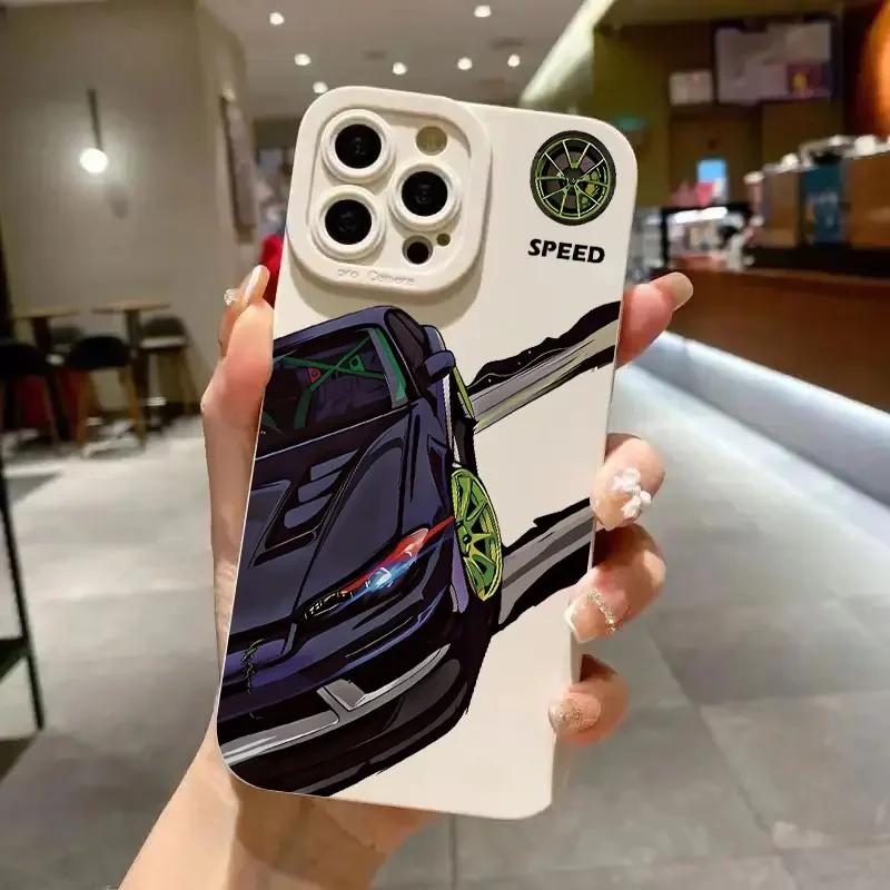 Personalized Fashion Car Pattern Phone Case For IPhone 11 12 13 14 15 16 Pro Max Mini X XS XR Max 7 8 Plus SE Soft SiliconeCover