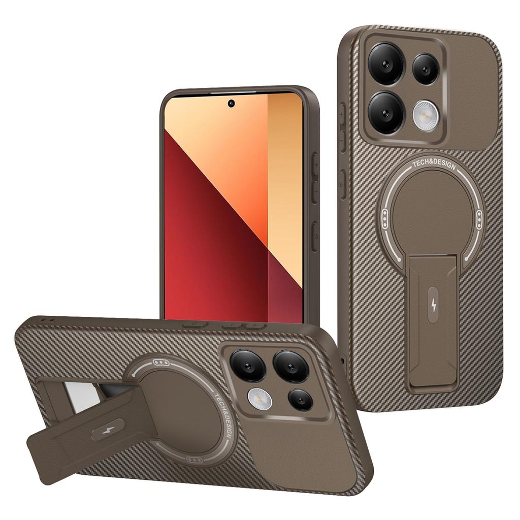 Phone Case For Xiaomi Redmi Note 14S 4G/Note 13 Pro 4G/Poco M6 Pro 4G Carbon Fiber Texture PC+TPU Cover with Kickstand