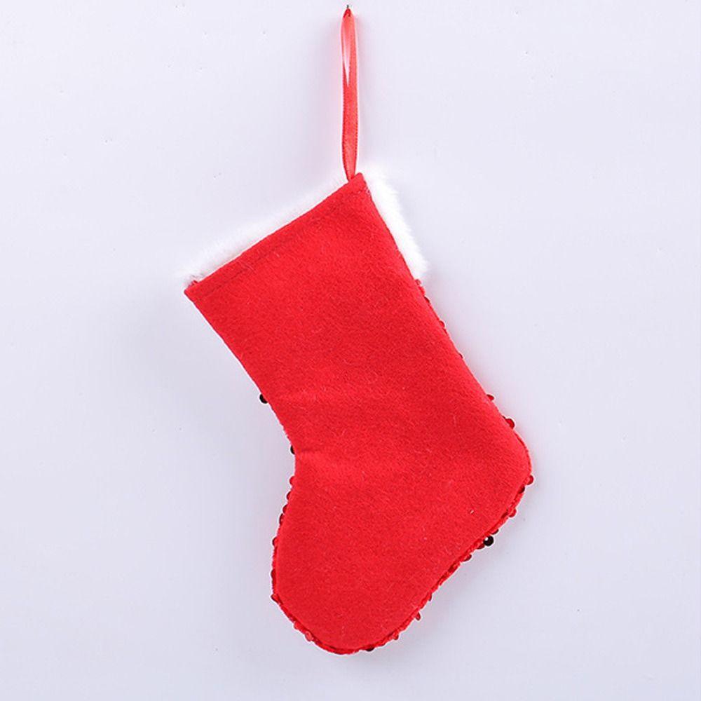 Red Green Plush Sequins Christmas Socks Cartoon Christmas Tree Ornaments Xmas Decor Gift