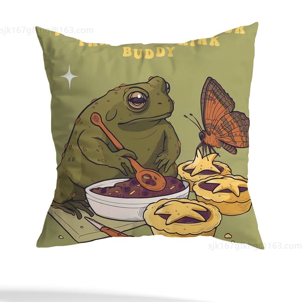 Cartoon Frog Pillow Cover Living Room Sofa Cushion Cover Bedroom Room Bed Pillow Cover Home Decoration