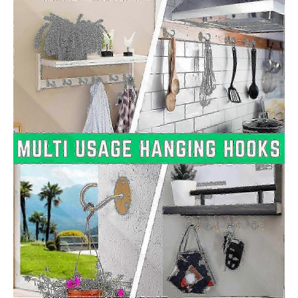 Ceiling Hooks For Hanging Plants- 4pcs 3 Inches Heavy Duty Vinyl Coated, Gold Hanging Hooks For Bird Feeders, Planters And Wind Chimes 25-26