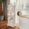 2/3 Layers Bathroom Dirty Clothes Storage Basket Movable PP Plastic Laundry Basket with Wheels