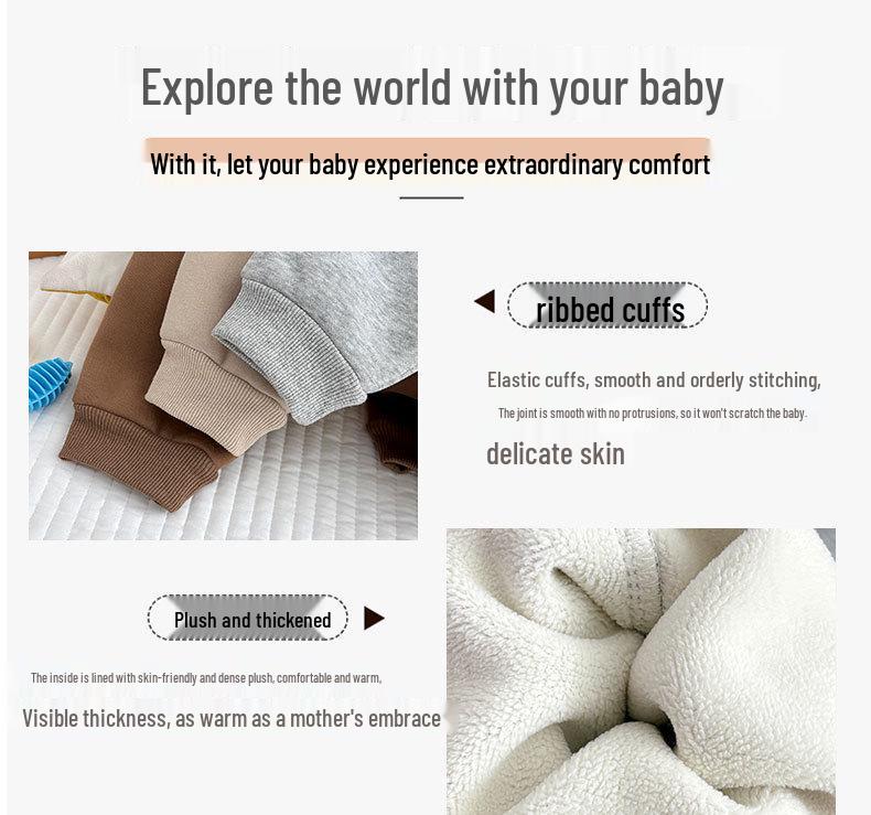 Baby-Sweathose mit Fleecefutter und offener Schritt: Verdickte, warme Herbst-/Winterkleidung für Jungen und Mädchen
