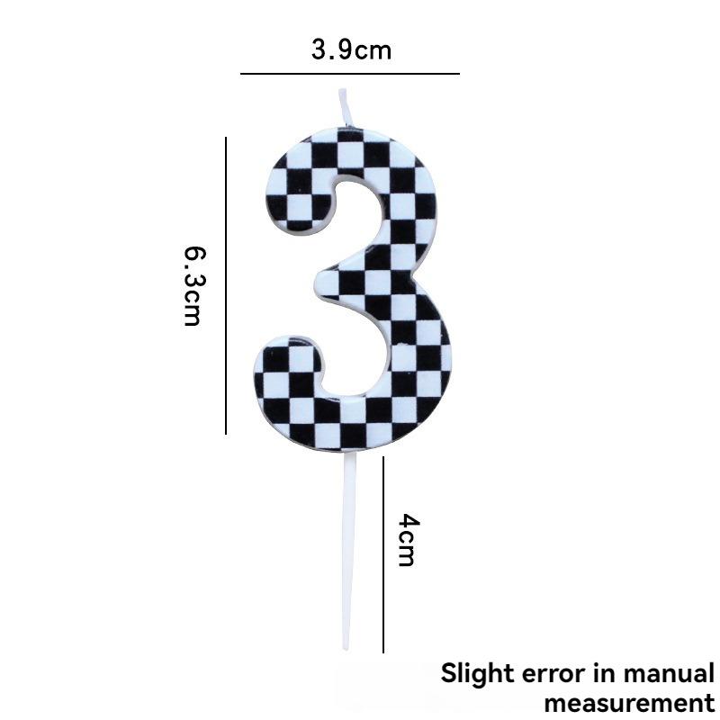 1pcsBirthday Candle Number Checkered Candle Birthday Party Decoration Cake Topper for Racing Car Party Decoration Theme Party