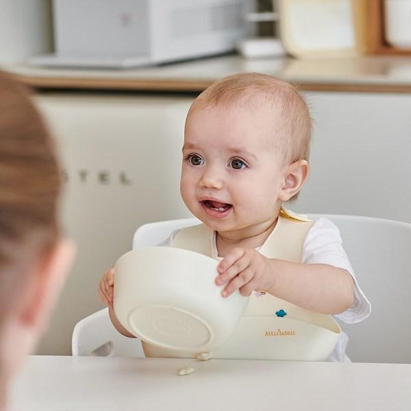 ArtiRabbit Infant's Length-Adjustable Silicone Bib, 1 Piece, 1 Piece, Cream Vanilla