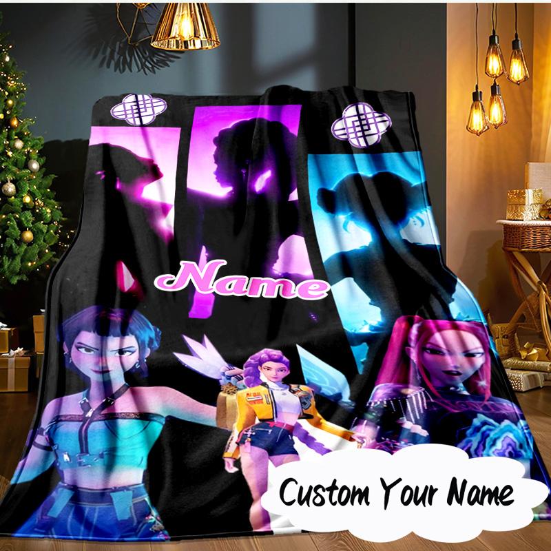 Coperta KPop Cartoon con Nome Personalizzato Coperta Ideale per Letto Perfetta per Viaggi, Campeggio, Soggiorni, Uffici, Divani, Regalo di Natale per Fan