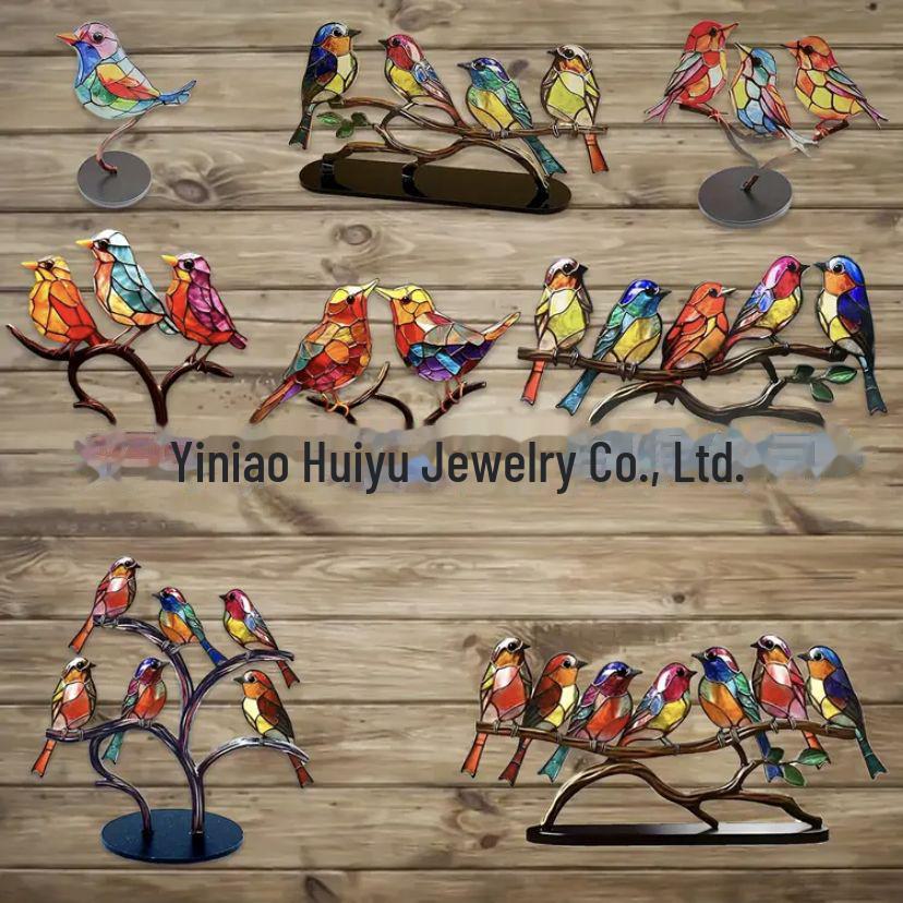 Colorful Bird & Flower Acrylic Home Ornaments