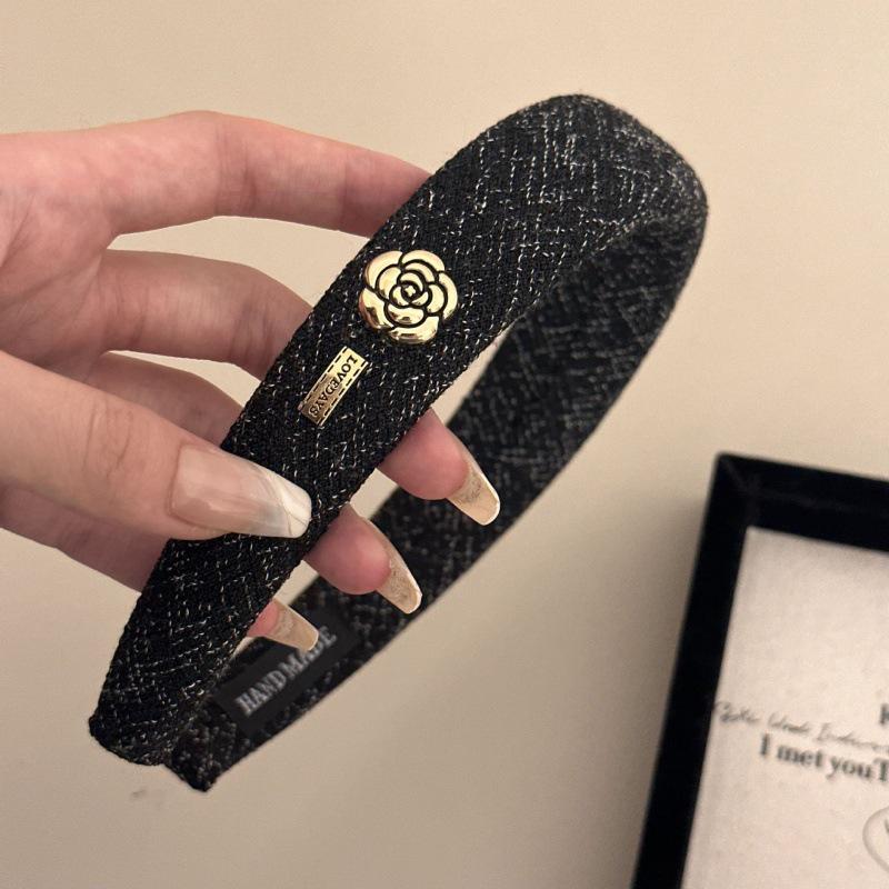 

Роскошный ретро золотой ободок с камелией и губкой, корейский стиль с ароматом